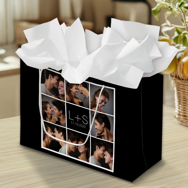 Erstellen Sie Ihr eigenes Hochzeitfoto Collage Mon Große Geschenktüte (Custom Gift Bag)
