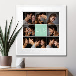 Erstellen Sie Ihr eigenes Hochzeitfoto Collage Mon Poster<br><div class="desc">Pastellgrün - Verwenden Sie 8 quadratische Foto,  um ein einzigartiges und persönliches Jubiläumsgeschenk zu kreieren. Fügen Sie die Initialen und das Datum der Braut und des Bräutigams hinzu. Wenn Sie die Bilder oder Monogramme anpassen müssen,  klicken Sie auf das Werkzeug anpassen,  um Änderungen vorzunehmen.</div>