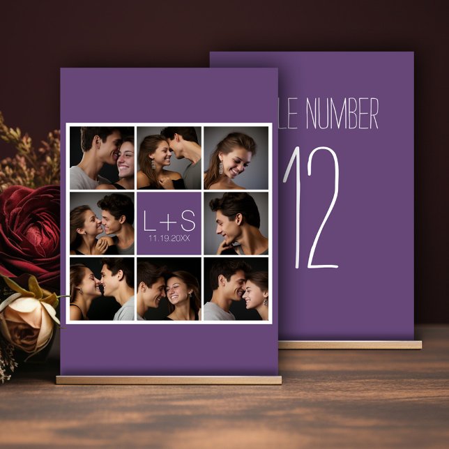 Erstellen Sie Ihr eigenes Hochzeitfoto Collage Mon Tischnummer (Photo collage table number sign for a wedding)