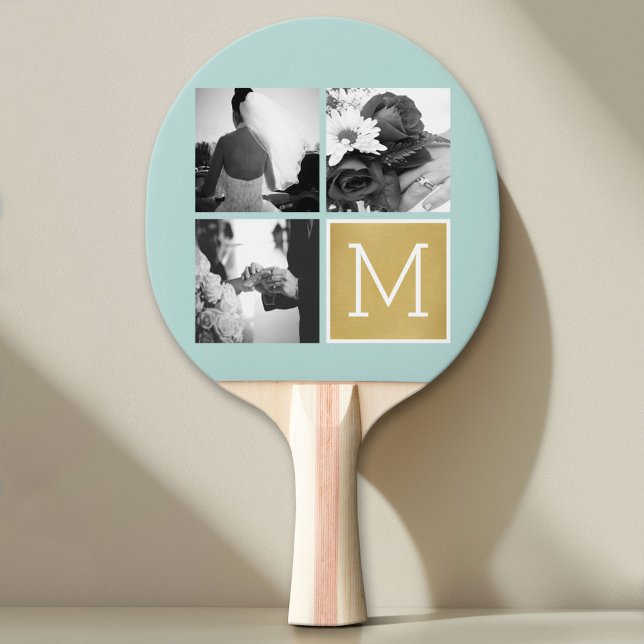Erstellen Sie Ihr eigenes Hochzeitfoto Collage Mon Tischtennis Schläger (Custom Pin Pong Paddle with Photo Collage)