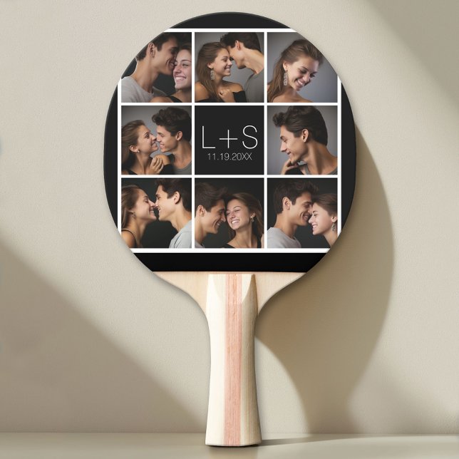 Erstellen Sie Ihr eigenes Hochzeitfoto Collage Mon Tischtennis Schläger (Custom Pin Pong Paddle with Photo Collage)