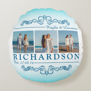 Erstellen Sie Ihr eigenes Instagram Beach Wedding Rundes Kissen