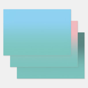 Erstellen Sie Ihr eigenes Licht Aquamarin Ombre Geschenkpapier Set