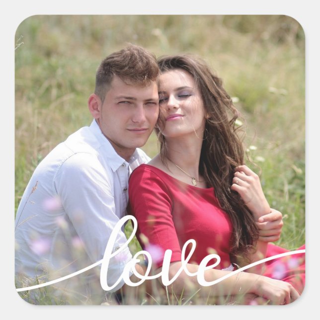 Erstellen Sie Ihr eigenes Liebe Script Romantic Co Quadratischer Aufkleber (Vorderseite)