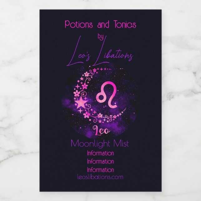 Erstellen Sie Ihr eigenes Lila Celestial Leo Zodia Weinetikett (Einzelnes Label)