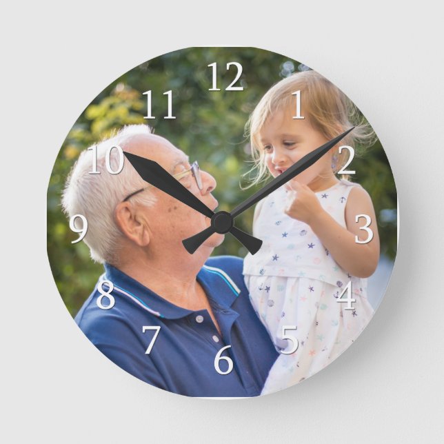Erstellen Sie Ihr eigenes modernes Ein-Foto Runde Wanduhr (Vorderseite)