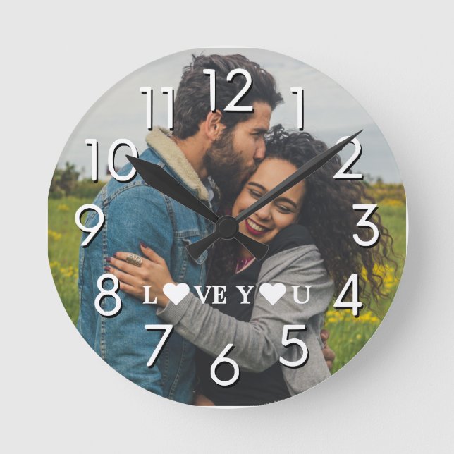 Erstellen Sie Ihr eigenes modernes Foto Runde Wanduhr (Vorderseite)