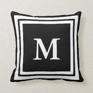 Erstellen Sie Ihr eigenes Monogramm Schwarz und We Kissen