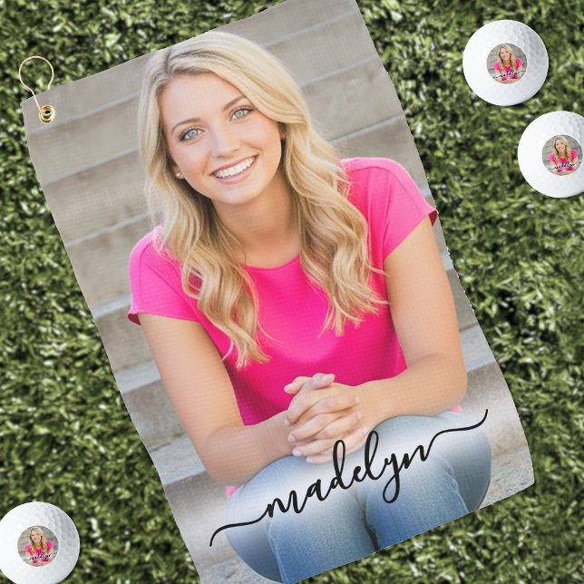 Erstellen Sie Ihr eigenes Monogrammfoto Golfhandtuch (Create Your Own Photo Golf Towel)