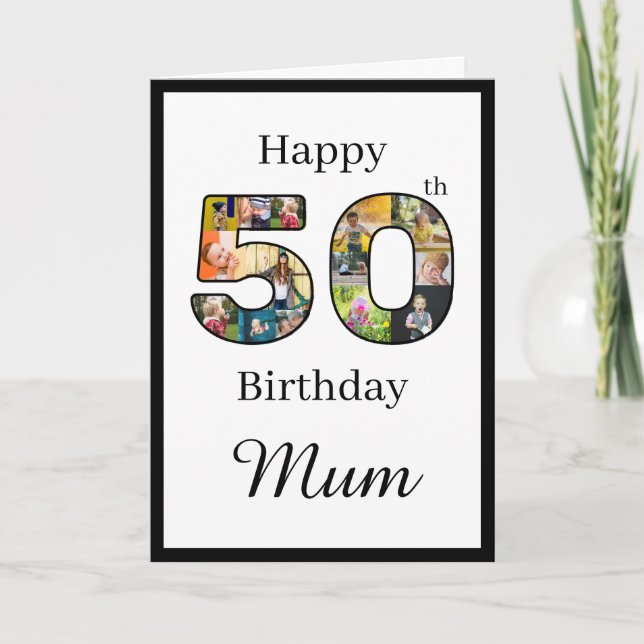 Erstellen Sie Ihr eigenes Multi-Foto Mama 50. Gebu Karte (Vorderseite)