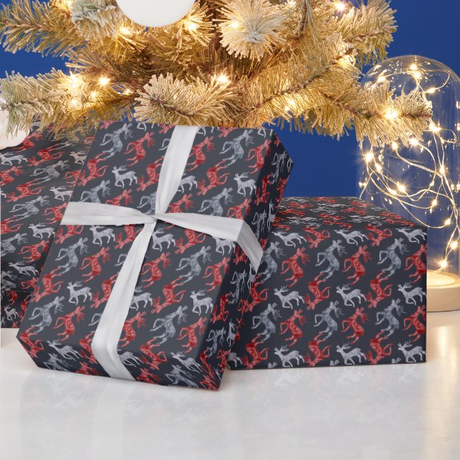 Erstellen Sie Ihr eigenes nordisches Weihnachtsbau Geschenkpapier (Feiertage)