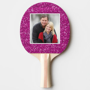 Erstellen Sie Ihr eigenes Pink-Glitzer-Foto Tischtennis Schläger
