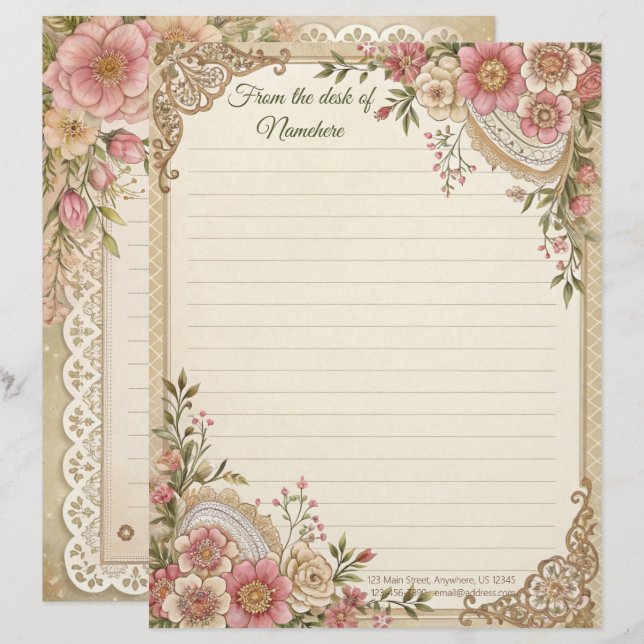 Erstellen Sie Ihr eigenes romantisches Notenpapier Briefbogen (Vorne/Hinten)