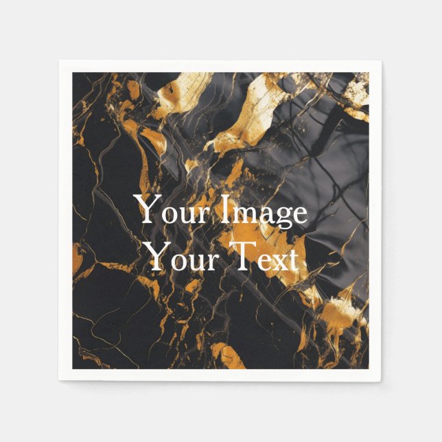 Erstellen Sie Ihr eigenes Schwarz-Gold-Blank Serviette (Vorderseite)