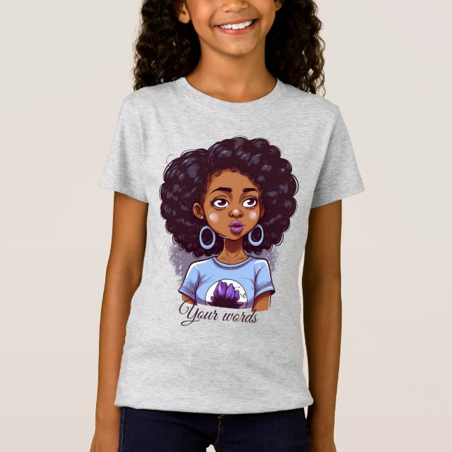 Erstellen Sie Ihr eigenes Schwarzes Mädchen Lila T-Shirt (Vorderseite)