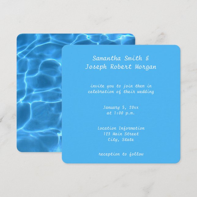 Erstellen Sie Ihr eigenes Schwimmbad Foto Hochzeit Einladung (Vorne/Hinten)