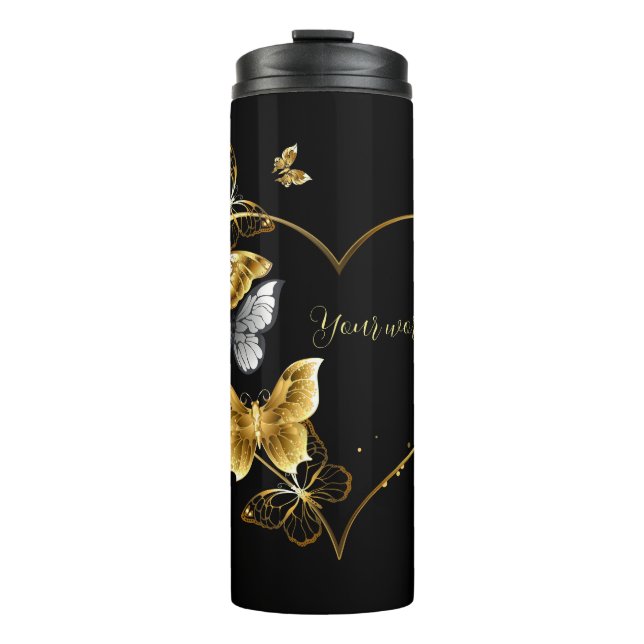 Erstellen Sie Ihr eigenes Silver & Gold Schmetterl Thermosbecher (Vorderseite)