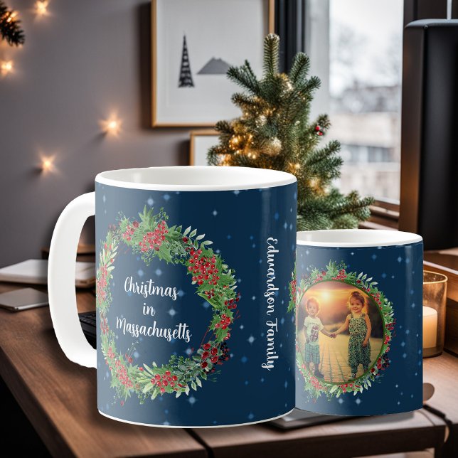 Erstellen Sie Ihr eigenes Staat Land Foto Weihnach Kaffeetasse (Unique personal state, country Christmas mug. You can add your own state/ country, photo and name.)