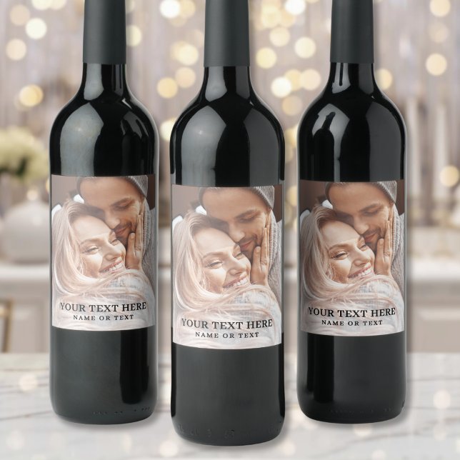 Erstellen Sie Ihr eigenes Textfoto Weinetikett (Create Your Own Text Photo Wine Label )