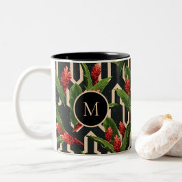 Erstellen Sie Ihr eigenes tropisches Mustermonogra Zweifarbige Tasse