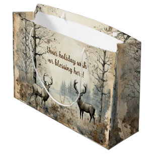Erstellen Sie Ihr eigenes Vintages Winterhirsch Große Geschenktüte