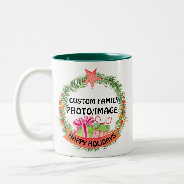 Erstellen Sie Ihr eigenes Weihnachts-Foto Zweifarbige Tasse (Links)