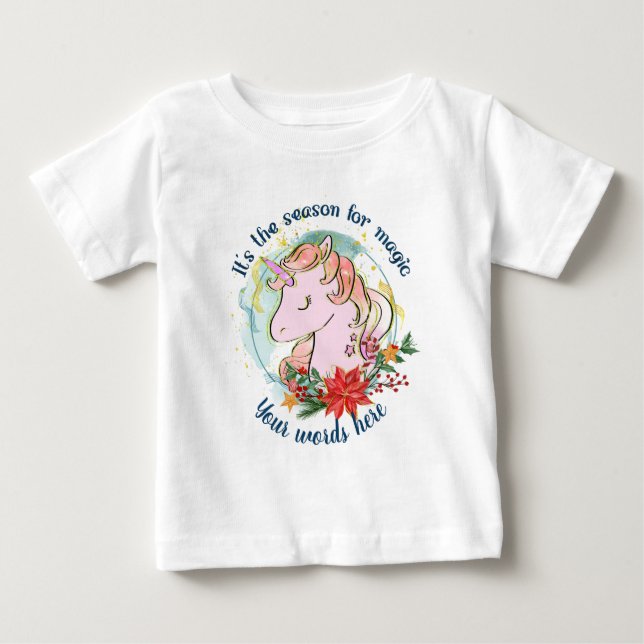 Erstellen Sie Ihr eigenes Weihnachtsmagie-Einhorn Baby T-shirt (Vorderseite)