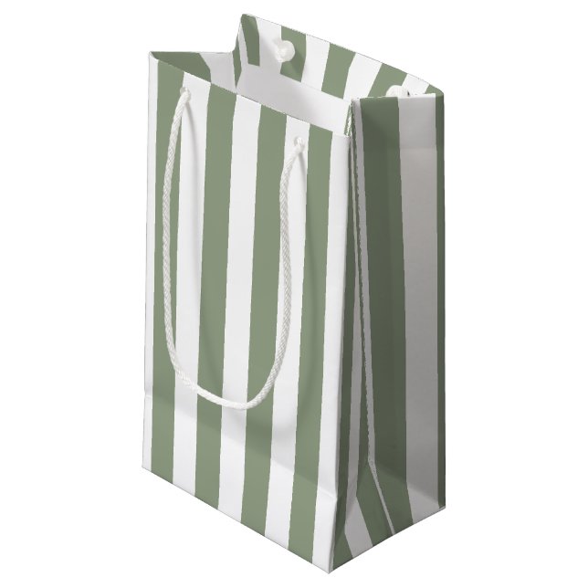 Erstellen Sie Ihr eigenes, weißes, weiße Streifen  Kleine Geschenktüte (Vorderseite Schrägansicht)