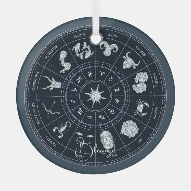 Erstellen Sie Ihr eigenes Zodiakrad Ornament Aus Glas (Vorderseite)
