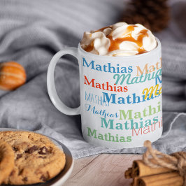 Erstellen Sie Ihr Namensmuster auf Weiß Kaffeetasse