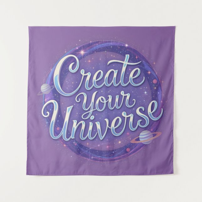 Erstellen Sie Ihr Universum - Kosmische Typografie Wandteppich (Vorderseite)
