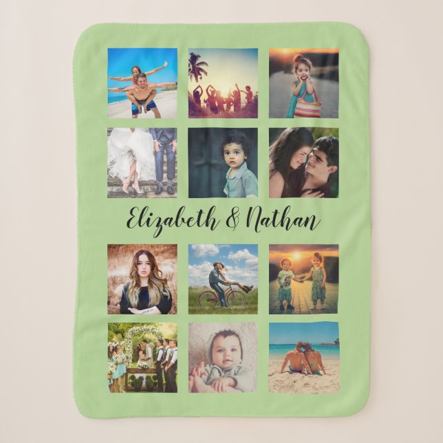 Erstellen Sie Ihre angepasste 12 FotoCollage Trend Sherpadecke (Vorderseite)