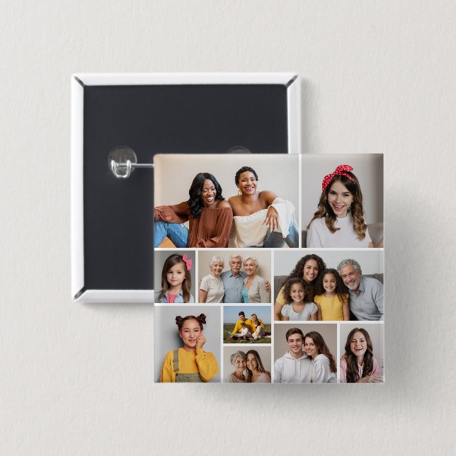 Erstellen Sie Ihre eigene 10-Foto-Collage Button (Vorne & Hinten)