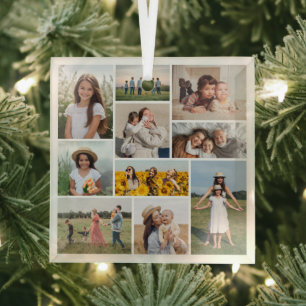 Erstellen Sie Ihre eigene 10-Foto-Collage Ornament Aus Glas