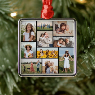 Erstellen Sie Ihre eigene 10-Foto-Collage Ornament Aus Metall