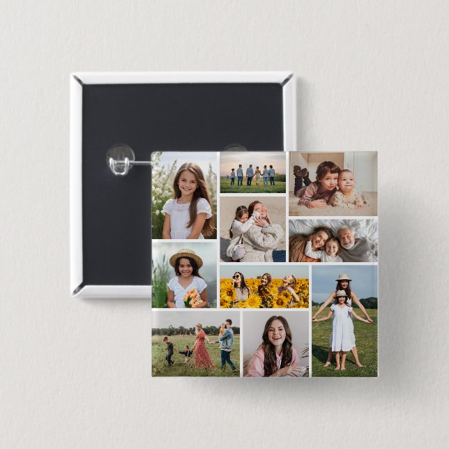 Erstellen Sie Ihre eigene 10-FotoCollage Button (Vorne & Hinten)