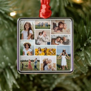 Erstellen Sie Ihre eigene 10-FotoCollage Ornament Aus Metall