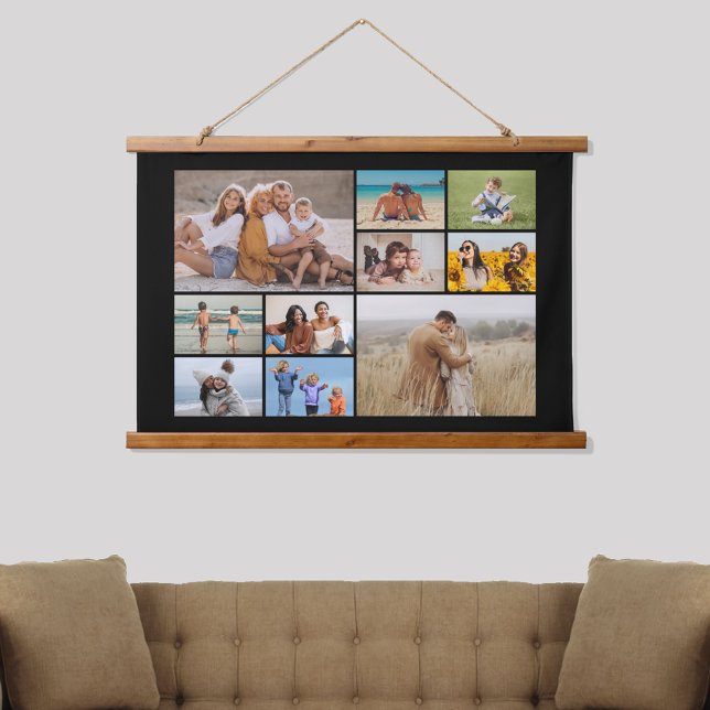 Erstellen Sie Ihre eigene 10-FotoCollage Wandteppich Mit Holzrahmen (10 Photo Collage Hanging Tapestry)