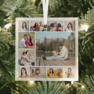 Erstellen Sie Ihre eigene 11 FotoCollage Ornament Aus Glas
