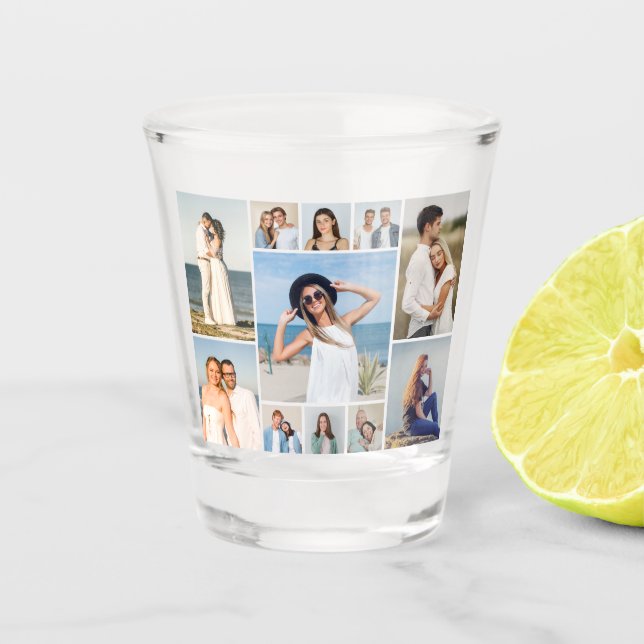 Erstellen Sie Ihre eigene 11 FotoCollage Schnapsglas (Vorderseite)