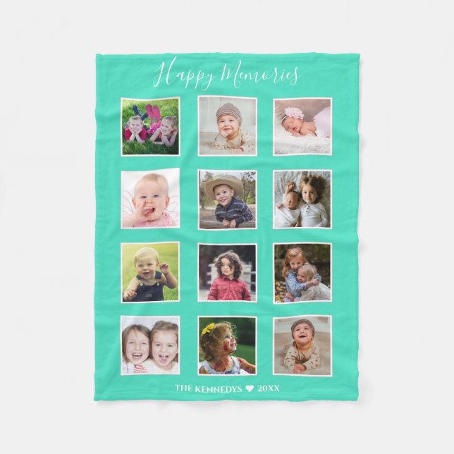 Erstellen Sie Ihre eigene 12-Familie Foto Collage  Fleecedecke (Vorderseite)