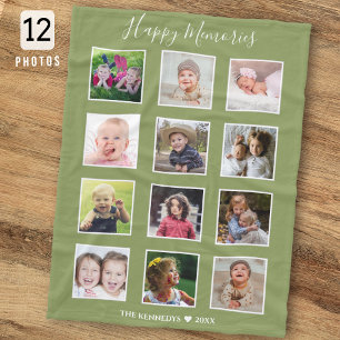 Erstellen Sie Ihre eigene 12-Familien-Fotocollage Fleecedecke