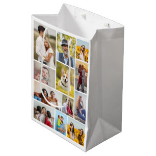 Erstellen Sie Ihre eigene 12 FotoCollage Mittlere Geschenktüte