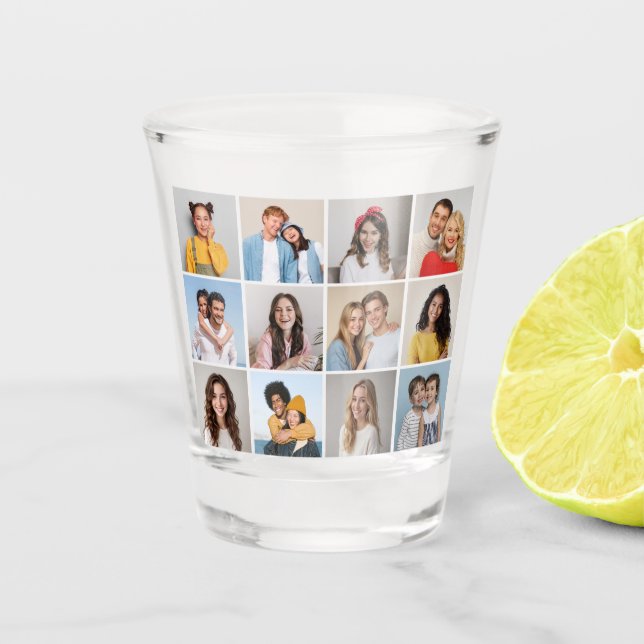 Erstellen Sie Ihre eigene 12 FotoCollage Schnapsglas (Vorderseite)