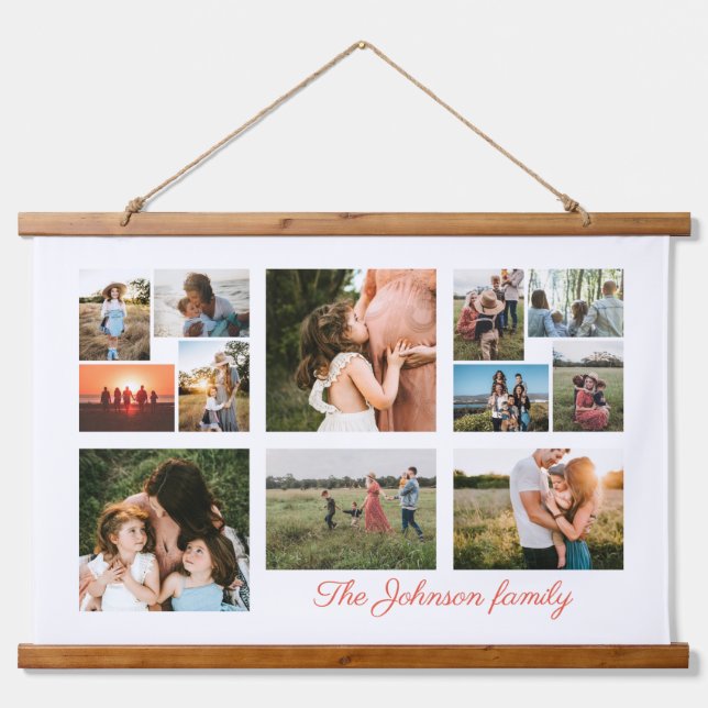 Erstellen Sie Ihre eigene 12 FotoCollage Wandteppich Mit Holzrahmen (Vorne)