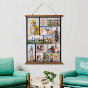 Erstellen Sie Ihre eigene 12 FotoCollage Wandteppich Mit Holzrahmen