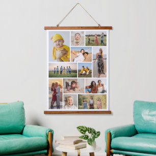 Erstellen Sie Ihre eigene 12 FotoCollage Wandteppich Mit Holzrahmen