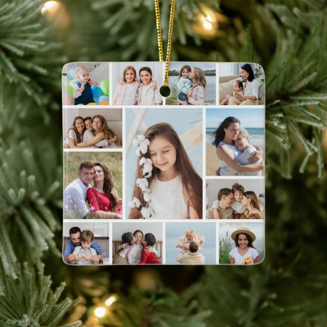 Erstellen Sie Ihre eigene 13 FotoCollage Keramikornament (Baum)