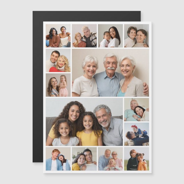 Erstellen Sie Ihre eigene 14 Fotocollage Magnetkar Magnetkarte (Vorne/Hinten)