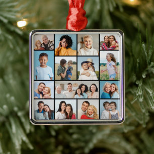 Erstellen Sie Ihre eigene 15-Foto-Collage Ornament Aus Metall